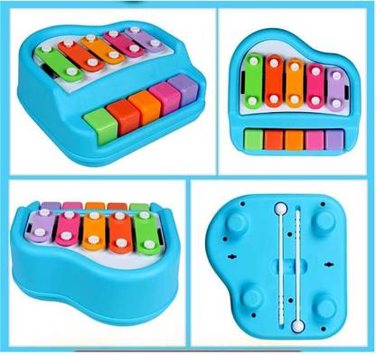 2-in-1 Piano Xylophone for Kids | Multicolor 5 Key Musical Toy (Multicolor)
