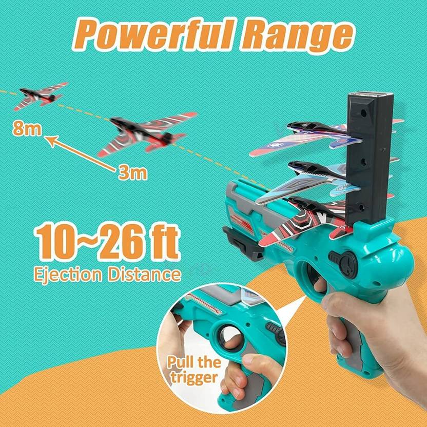 Airplane Launcher Toy Catapult aircraft Gun with 4 Foam aircraft, Shooting Games  (Multicolor)