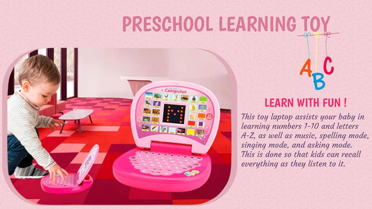 Kids Educational Computer Battery Operated Educational Learning Laptop Toy with LED Display and Music (Multicolour)