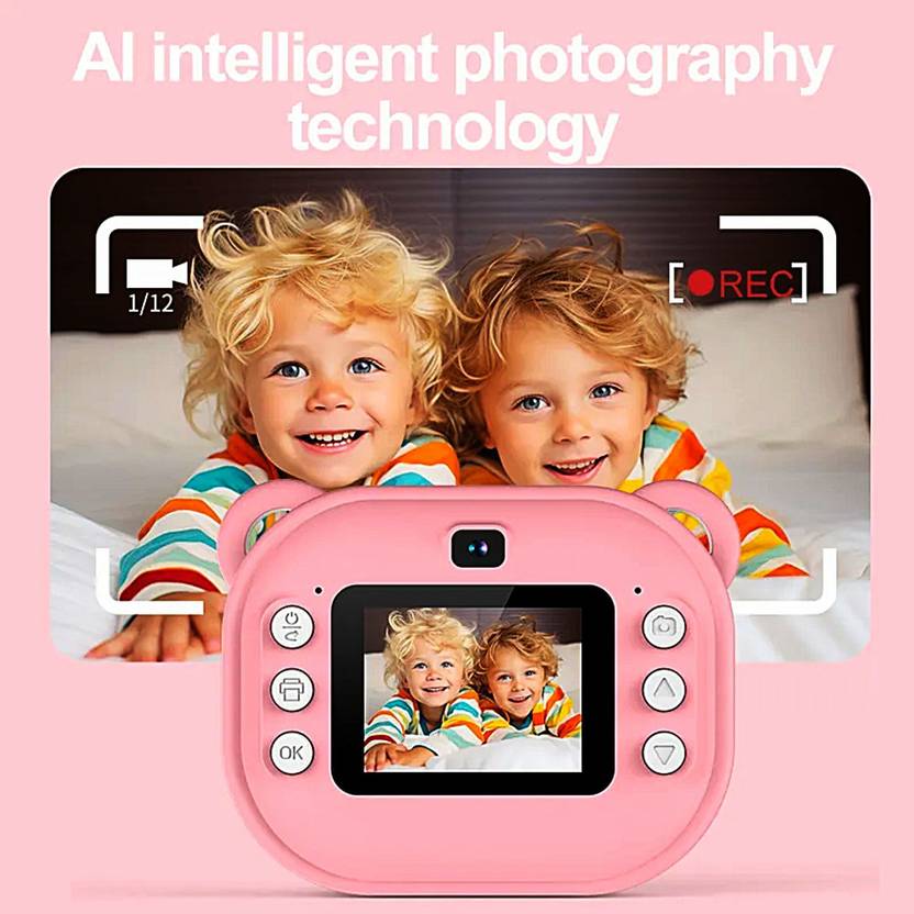 Mini Camera Photo Instant Photo Print Camera for Kids Children Polar Instant Camera  (Blue, Pink)