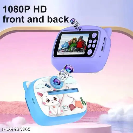 Instant Print Camera for Kids - 1080P HD, 48MP, Bluetooth, Free App, 2 Rolls Print Paper with 6 Sketch Pen, Stickers, Fun Filters, Gift for Boys and Girls (Pink, Pack of 1)