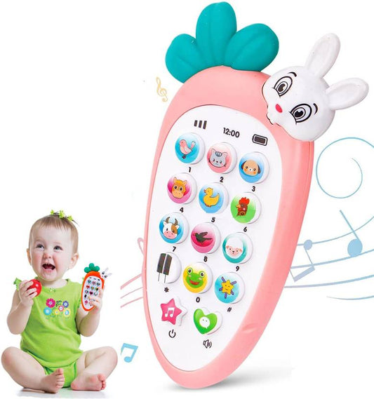 Style Pretend Play Carrot Rabbit Rabbit Mobile Cell Phone Toy for Kids,Toddlers  (with Music/Ringtones/Lights Birthday Party Favors and Gifts for Girls_Multicolor)